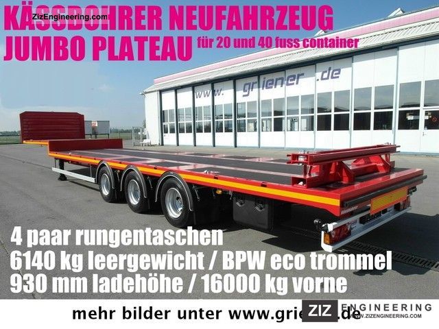 2011 Kassbohrer  Kässbohrer JS / PLATFORM / BDF 20/40 foot empty 6140 kg / Semi-trailer Platform photo