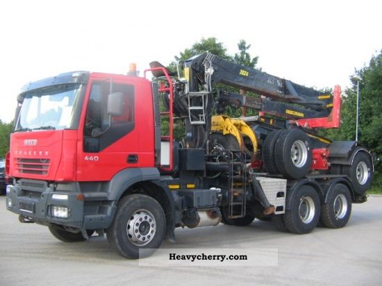 2008 Iveco  LANGHOLZZUG + KESLA CRANE \u0026 GLOGGER trailer Truck over 7.5t Timber carrier photo
