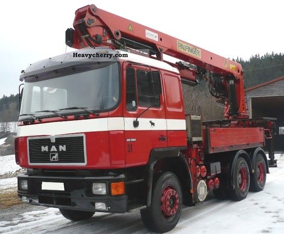 1988 MAN  26 362 28 000 6x4 + Crane Palfinger EL Truck over 7.5t Truck-mounted crane photo