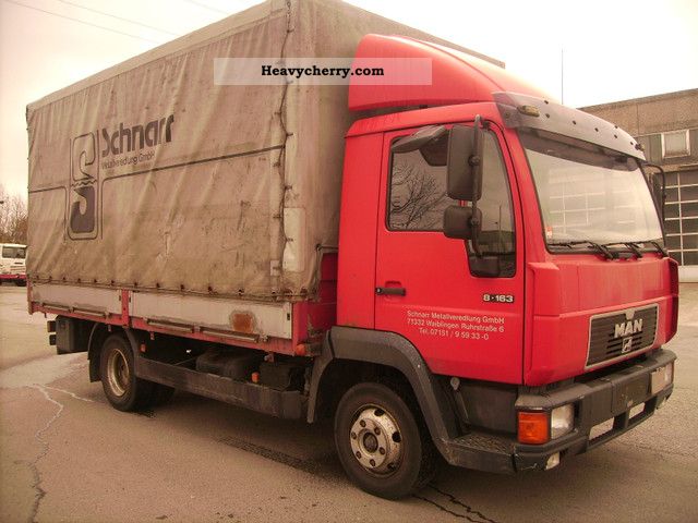 1998 MAN  8-163 TYB L 2000 Truck over 7.5t Stake body and tarpaulin photo