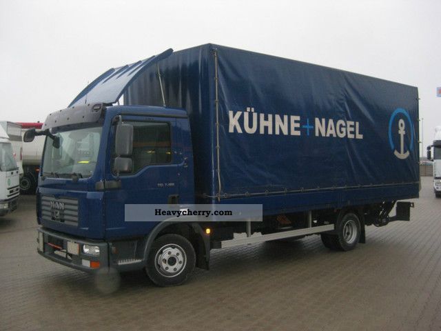 2008 MAN  7.180, € 4, Dhollandia LBW 1t Truck over 7.5t Stake body and tarpaulin photo