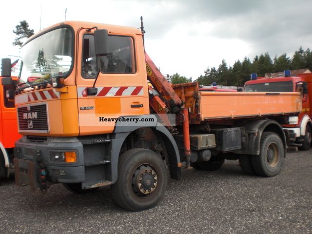 1996 MAN  19 293 4x4 tipper crane winter € II Truck over 7.5t Three-sided Tipper photo