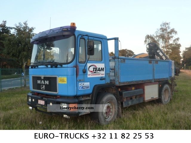 1996 MAN  PALFINGER crane with 18 222 0900 Truck over 7.5t Stake body photo