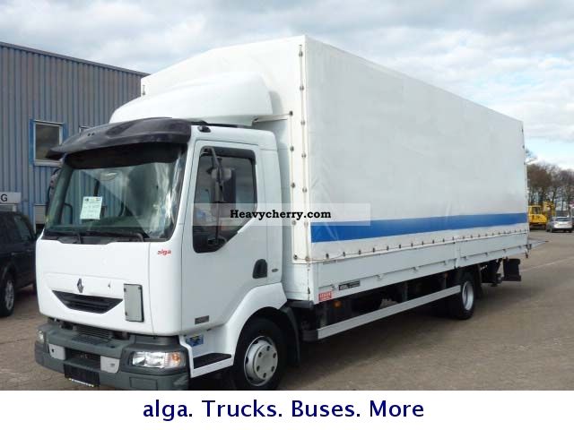 2004 Renault  220 DCI, 7.5 m long, foot-hitch, lift Truck over 7.5t Stake body and tarpaulin photo