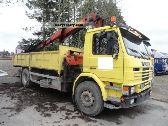 1995 Scania  93H-250-TRUCK + KRAN-PAHLFINGER.PK12500/19.M/1995 Truck over 7.5t Tipper photo