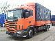 Scania  144 460, air, retarder, primary structure of Pla 2000 Stake body and tarpaulin photo