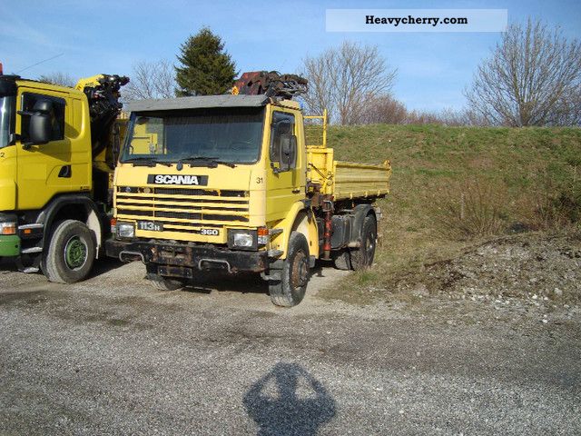 1991 Scania  113 H 360-wheel trailer with Palfingerkran Truck over 7.5t Tipper photo