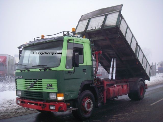1989 Volvo  FL TRUCK WITH CRANE 7240 HK Truck over 7.5t Three-sided Tipper photo