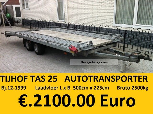 1999 Tijhof  tas25 car transporter 2500kg Trailer Car carrier photo