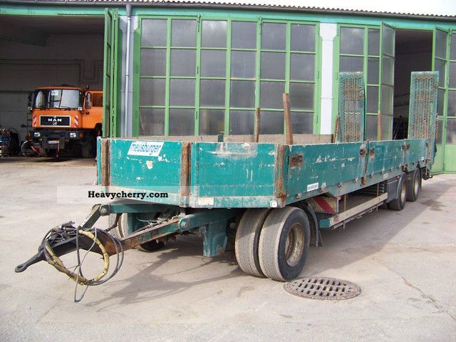 1998 Meusburger  MTA 3 - with RAMPS + dropside Trailer Low loader photo